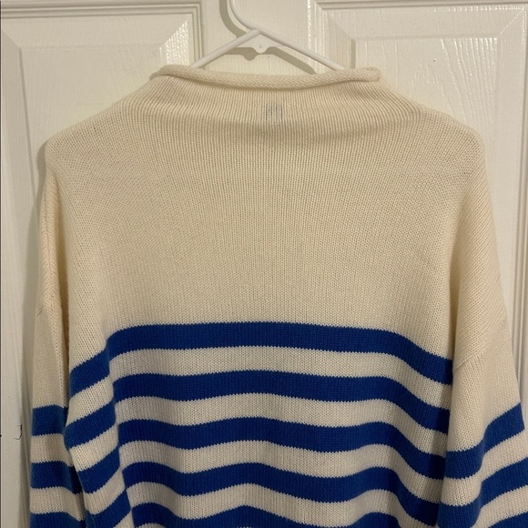 Kule The Lucca Roll Neck Sweater In Blue Cream Striped Nautical New Size Large - Picture 8 of 11